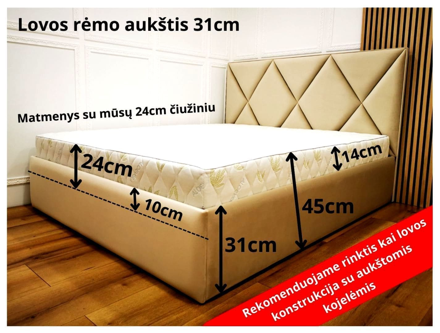 Lovos rėmo aukštis 31 cm