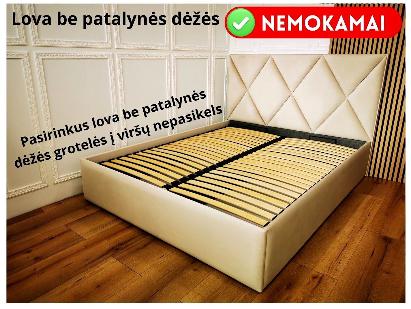 Lova be patalynės dėžės (NEMOKAMAI)