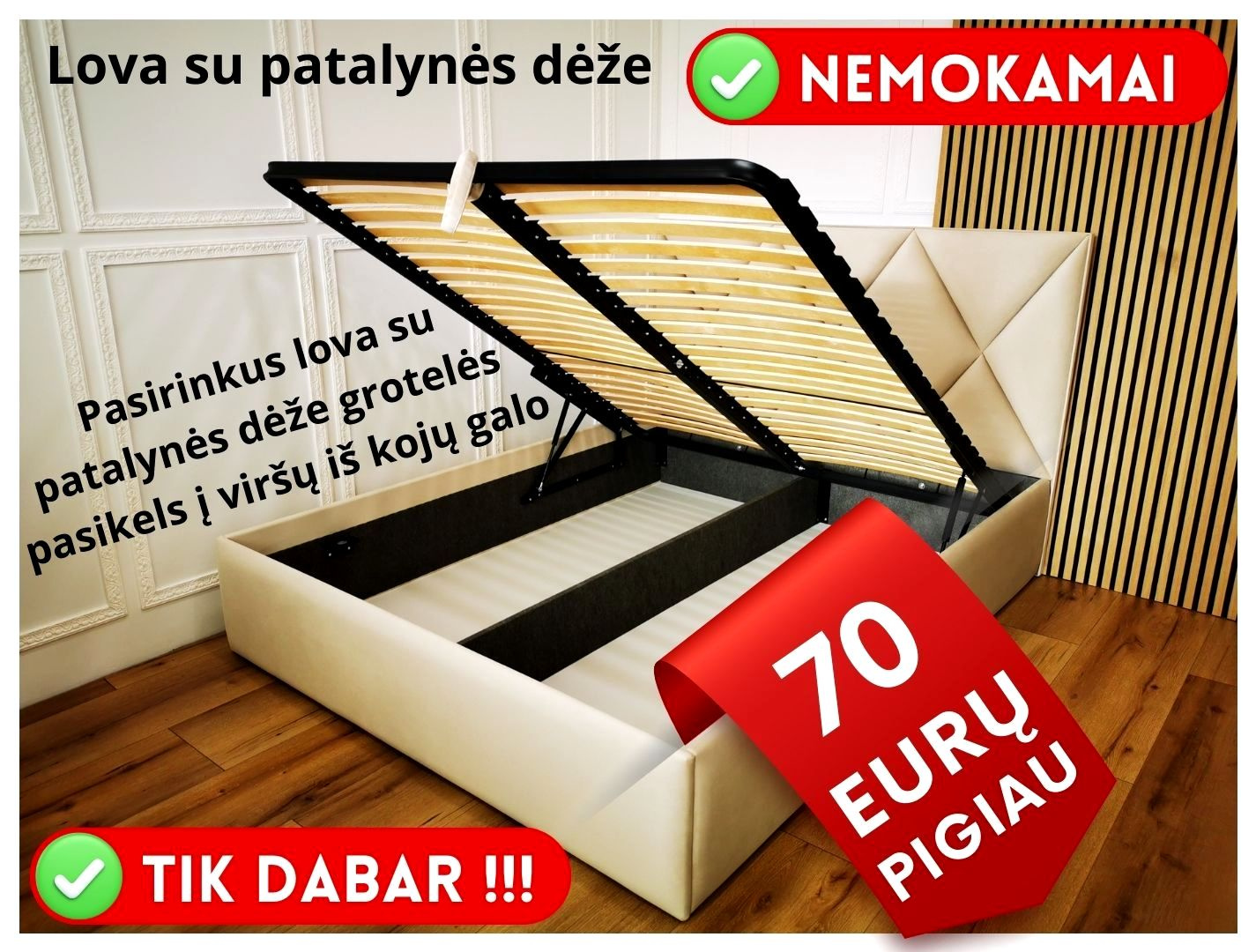 Lova su patalynės dėže (NEMOKAMAI)