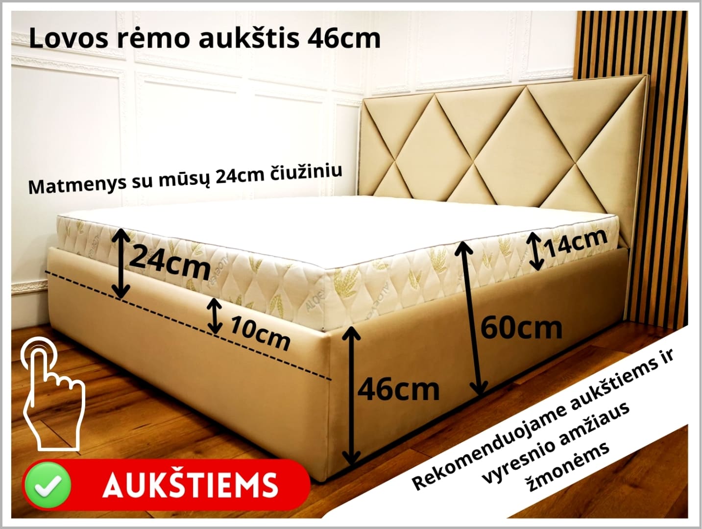 Lovos rėmo aukštis 46 cm