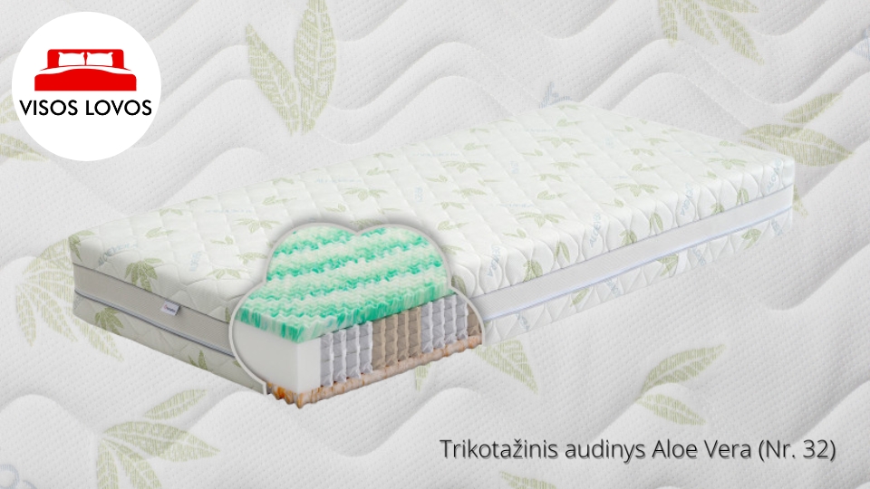 VISOS LOVOS - Čiužinių audinys Trikotažinis Aloe Vera (Nr. 32) kokybiškas audinys čiužiniams