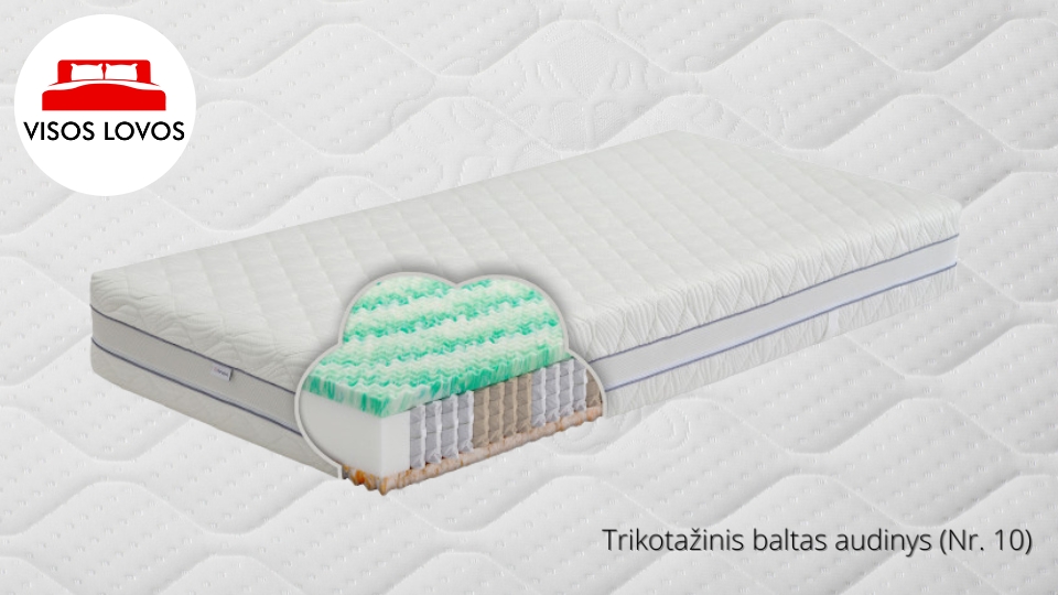 VISOS LOVOS - Čiužinių audinys Trikotažinis baltas (Nr. 10) kokybiškas audinys čiužiniams