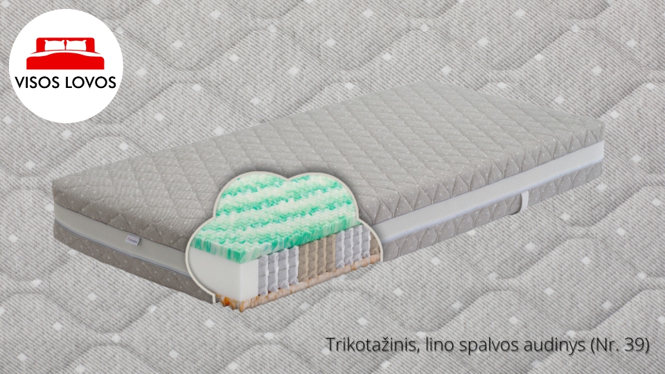 VISOS LOVOS - Čiužinių audinys Trikotažinis lino spalvos (Nr. 39) kokybiškas audinys čiužiniams