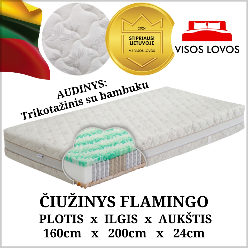 Čiužinys FLAMINGO 160x200x24cm (539 €) SUMAŽINTA KAINA 50 €