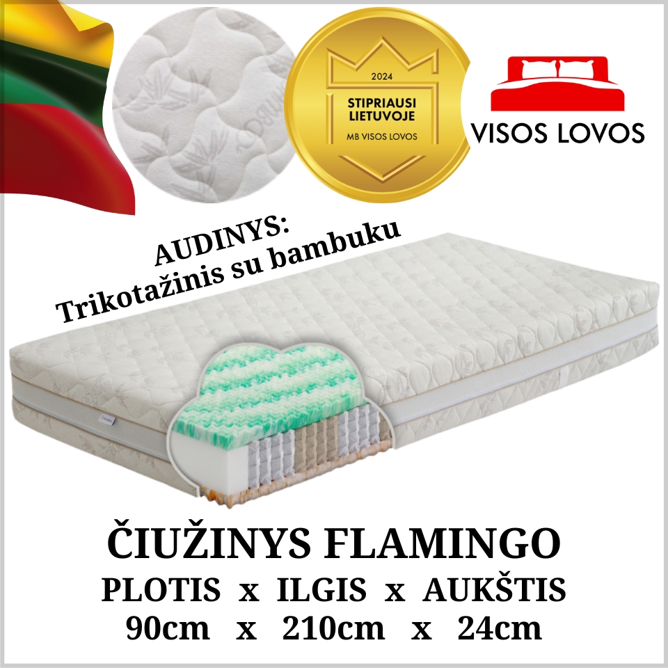 Čiužinys FLAMINGO 90x210x24cm (409 €) SUMAŽINTA KAINA 50 €