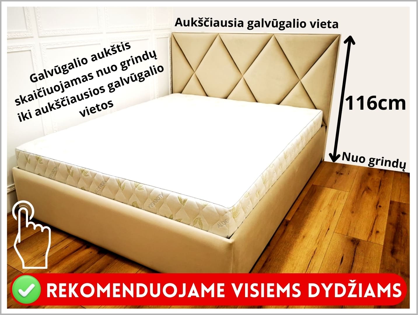 Galvūgalio aukštis 116 cm