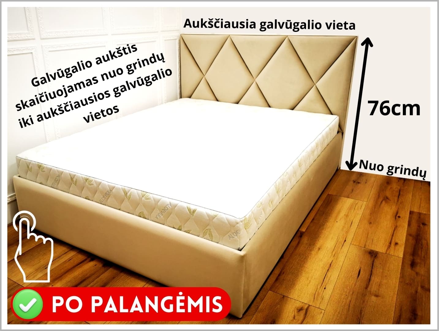 Galvūgalio aukštis 76 cm