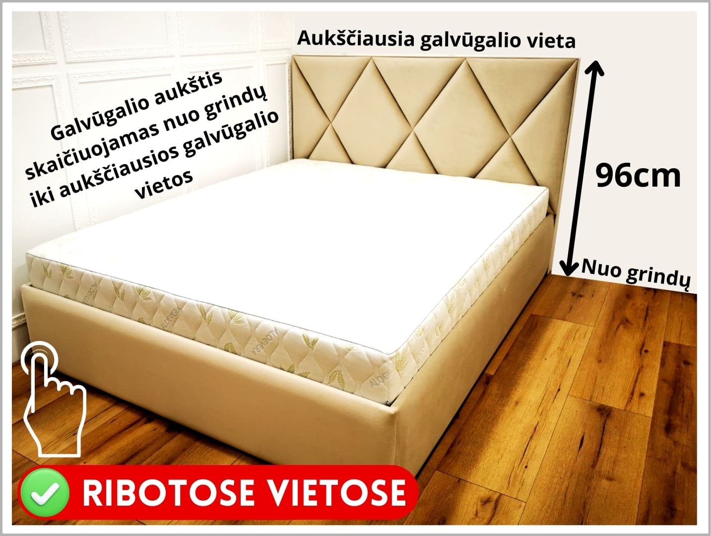 Galvūgalio aukštis 96 cm