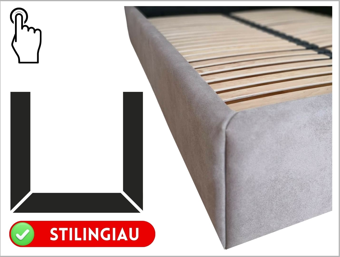 Lovos rėmo dizainas sujungtas 45 laipsnių kampais