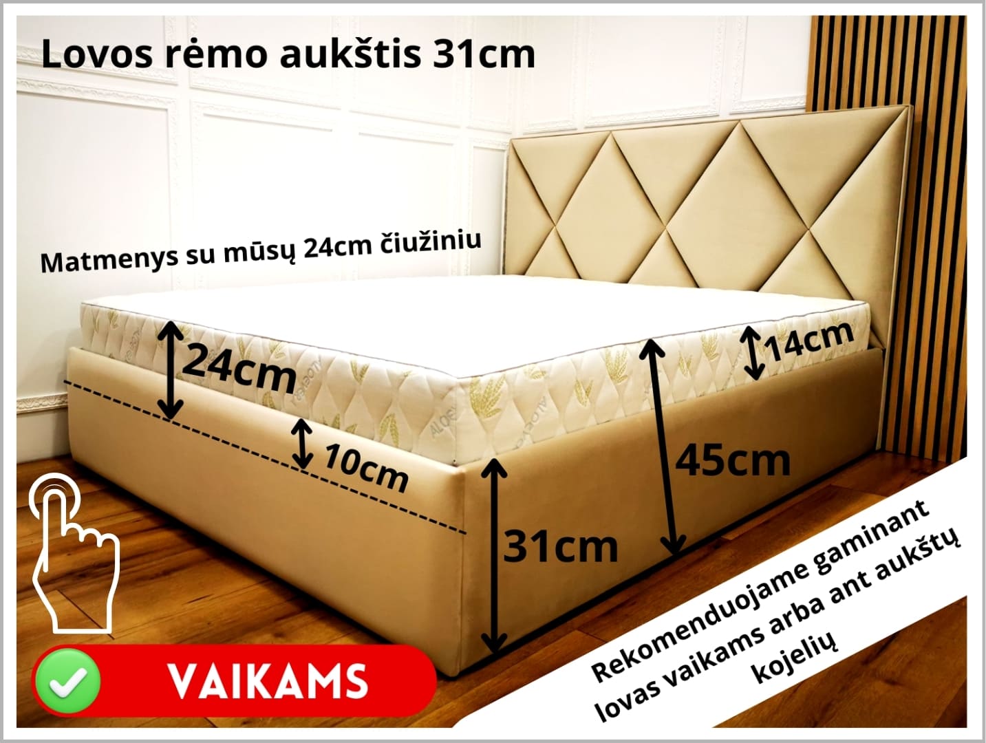 Lovos rėmo aukštis 31 cm