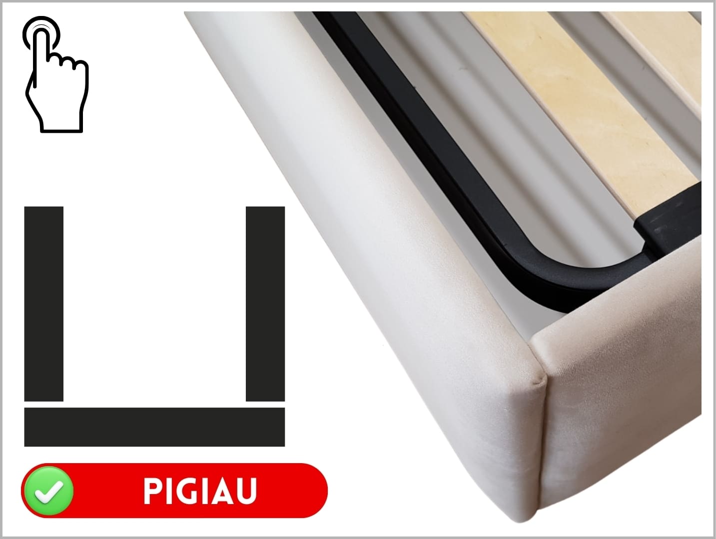 Standartinis lovos rėmo dizainas sujungtas 90 laipsnių kampais