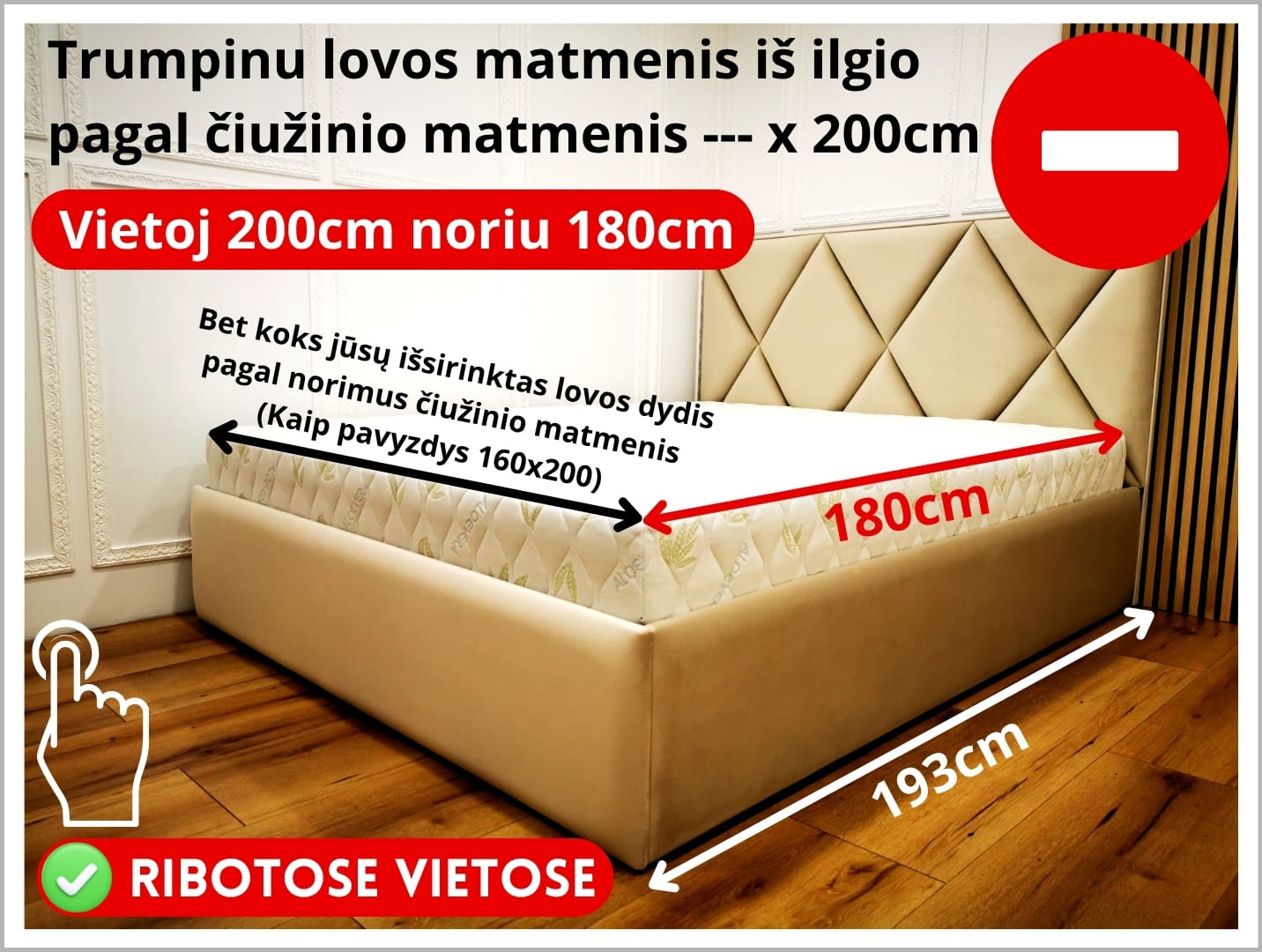 Trumpinu iki 180cm